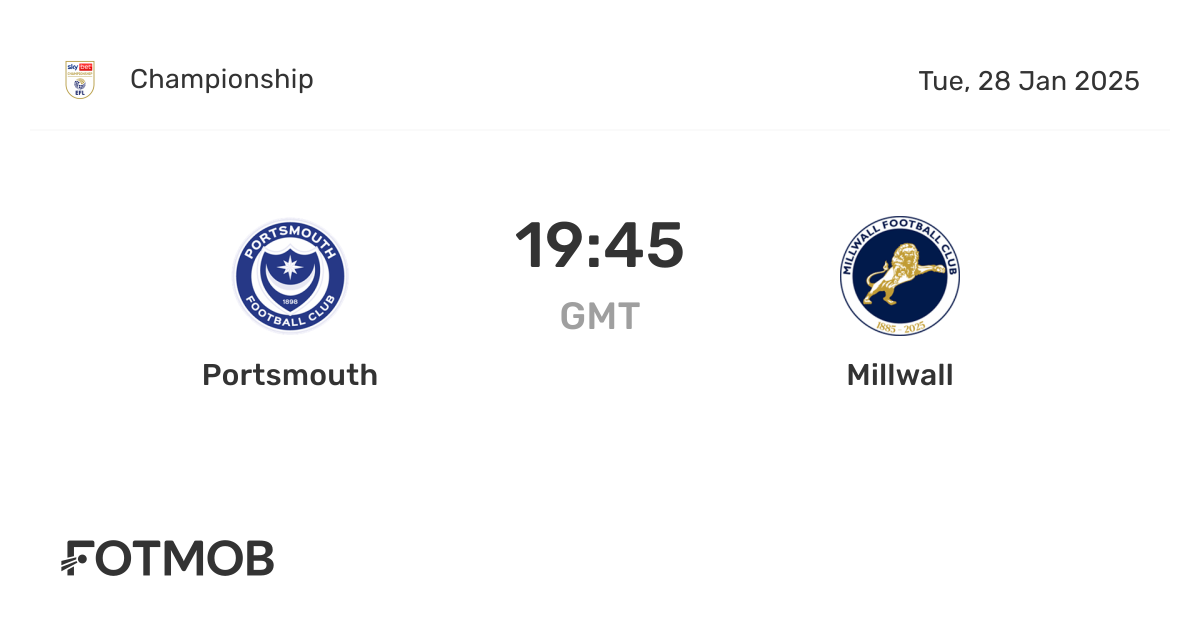 Portsmouth mot Millwall - live resultater, forventede lagoppstillinger ...