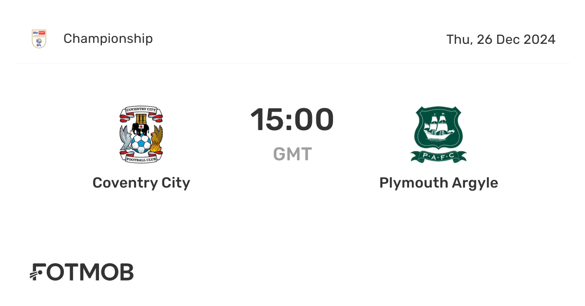 Coventry City vs Plymouth Argyle live score, predicted lineups and