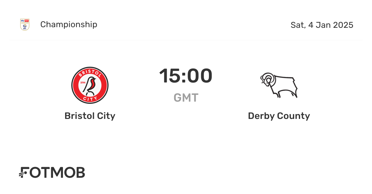 Bristol City vs Derby County - live score, predicted lineups and H2H stats