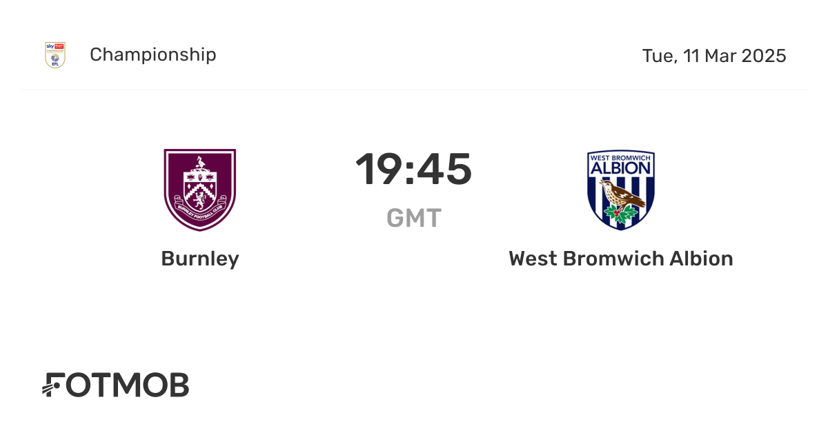 Burnley vs West Bromwich Albion - live score, predicted lineups and H2H ...