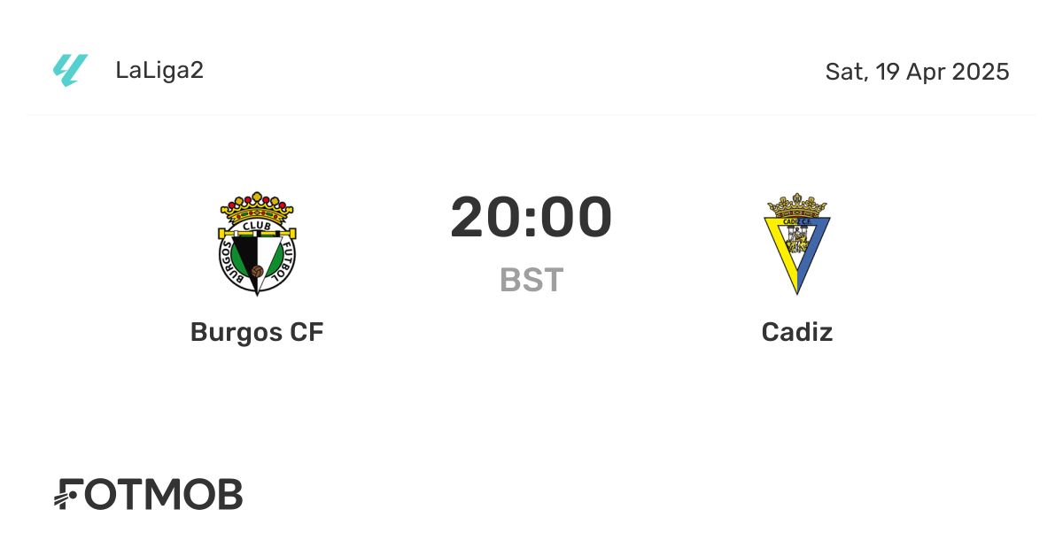 Burgos CF vs Cadiz - live score, predicted lineups and H2H stats