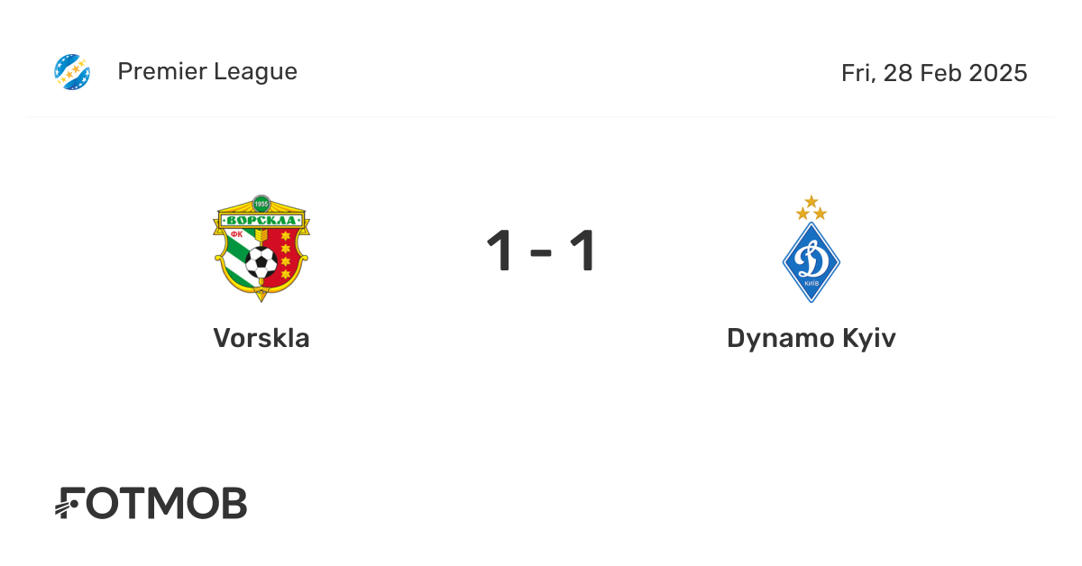Vorskla vs Dynamo Kyiv - live score, predicted lineups and H2H stats