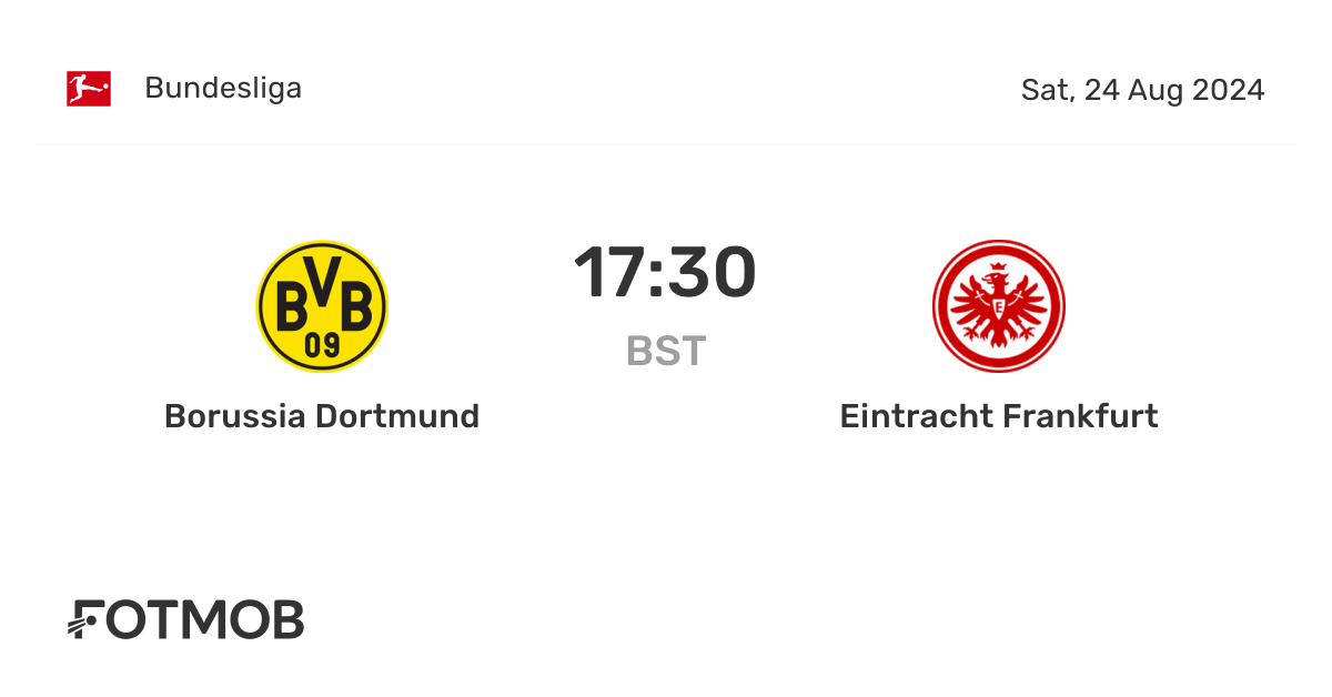 Borussia Dortmund x Eintracht Frankfurt - placar ao vivo, escalações ...