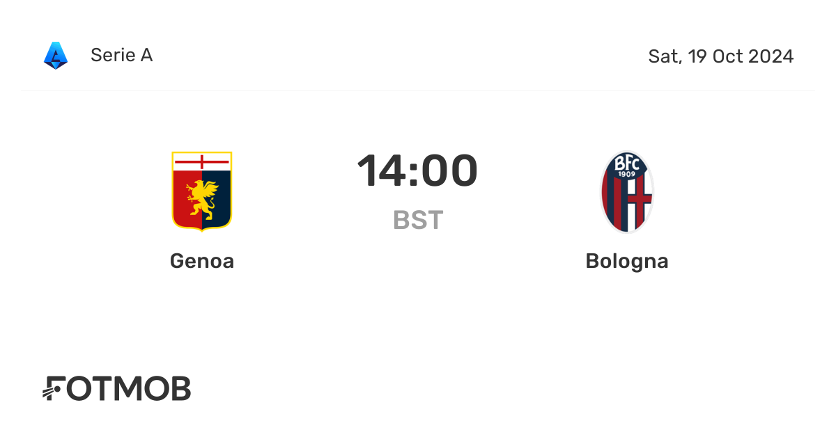 Genoa vs Bologna live score, predicted lineups and H2H stats