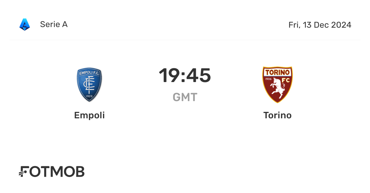 Empoli x Torino - placar ao vivo, escalações prováveis e estatísticas H2H