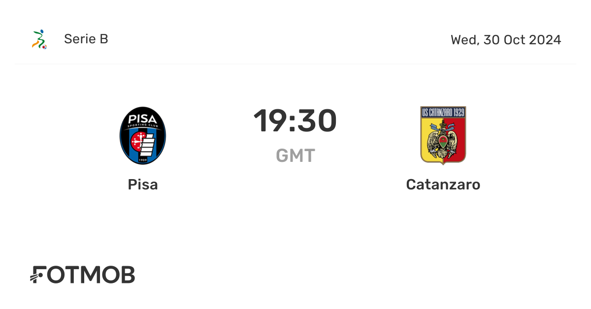Pisa vs Catanzaro - live score, predicted lineups and H2H stats