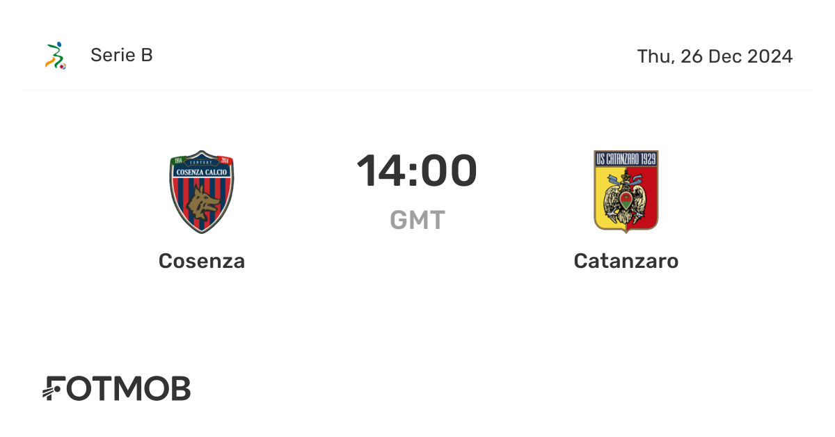 Cosenza vs Catanzaro - live score, predicted lineups and H2H stats