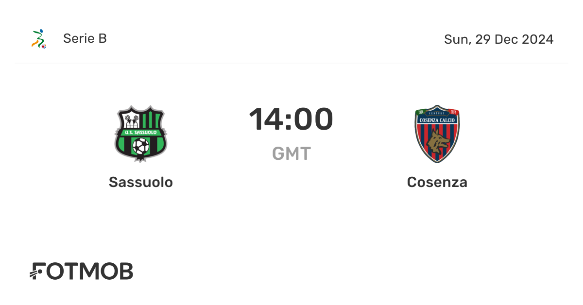 Sassuolo vs Cosenza - marcador en vivo, alineaciones previstas y ...