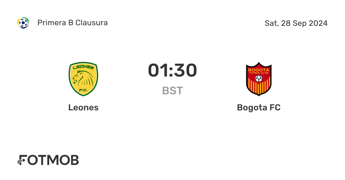 Leones vs Bogota FC - live score, predicted lineups and H2H stats