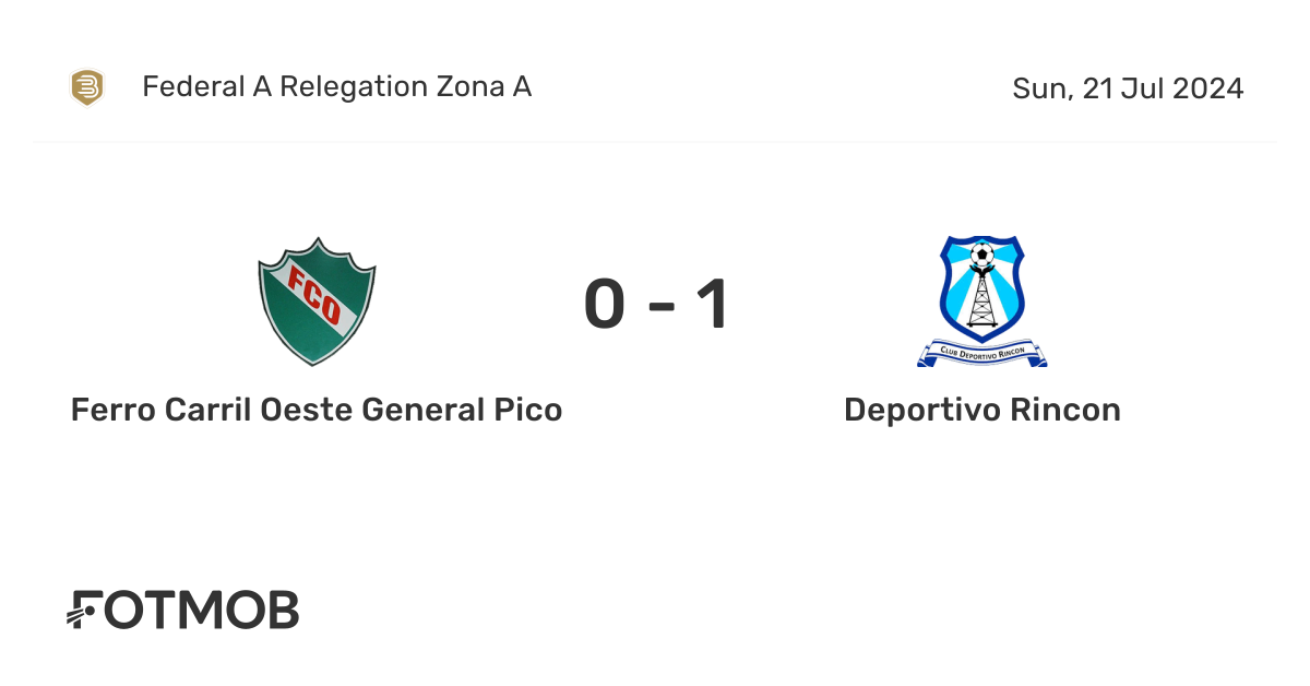 Ferro Carril Oeste General Pico vs Deportivo Rincon - live score ...