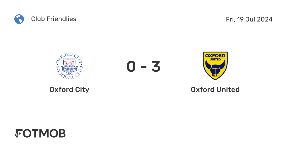 Oxford City vs Oxford United - live score, predicted lineups and H2H stats