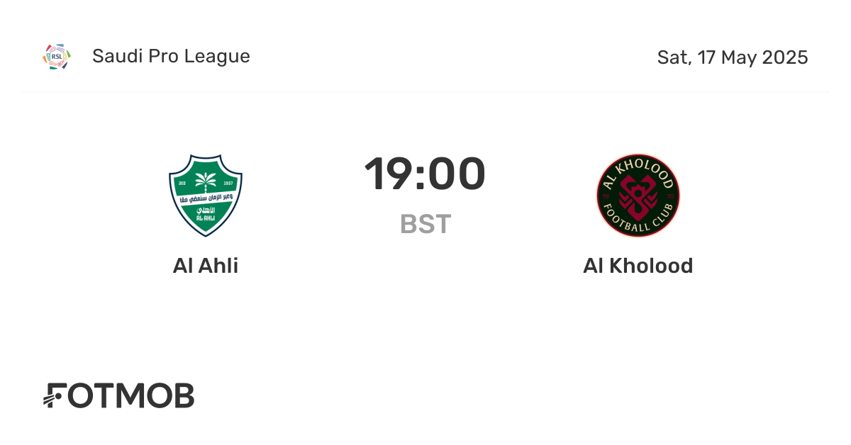 Al Ahli vs Al Kholood - live score, predicted lineups and H2H stats