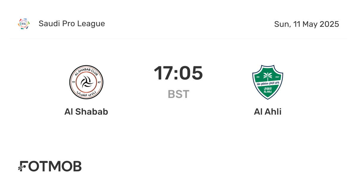 Al Shabab vs Al Ahli - live score, predicted lineups and H2H stats