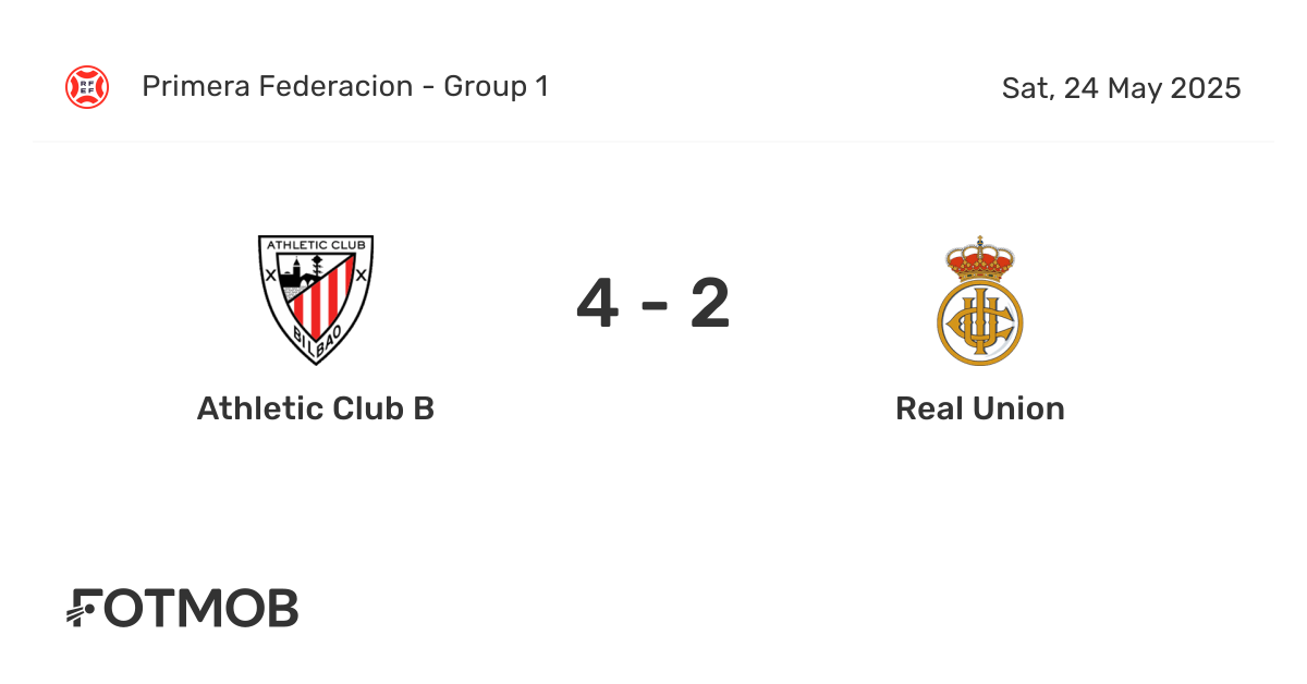 Athletic Club B vs Real Union - marcador en vivo, alineaciones ...