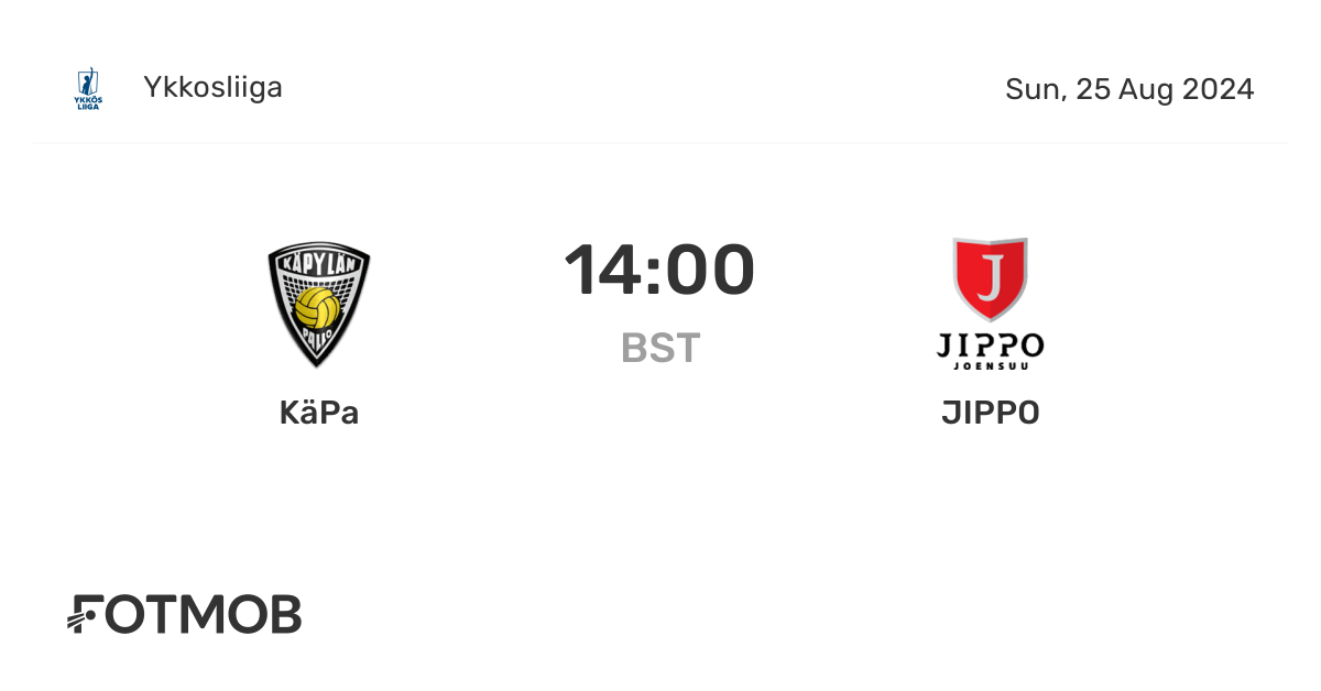KäPa vs JIPPO live score, predicted lineups and H2H stats