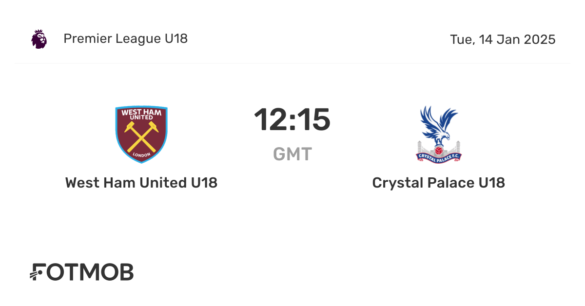 West Ham United U18 x Crystal Palace U18 - placar ao vivo, escalações ...