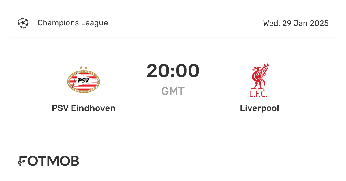 PSV Eindhoven vs Liverpool live score, predicted lineups and H2H stats