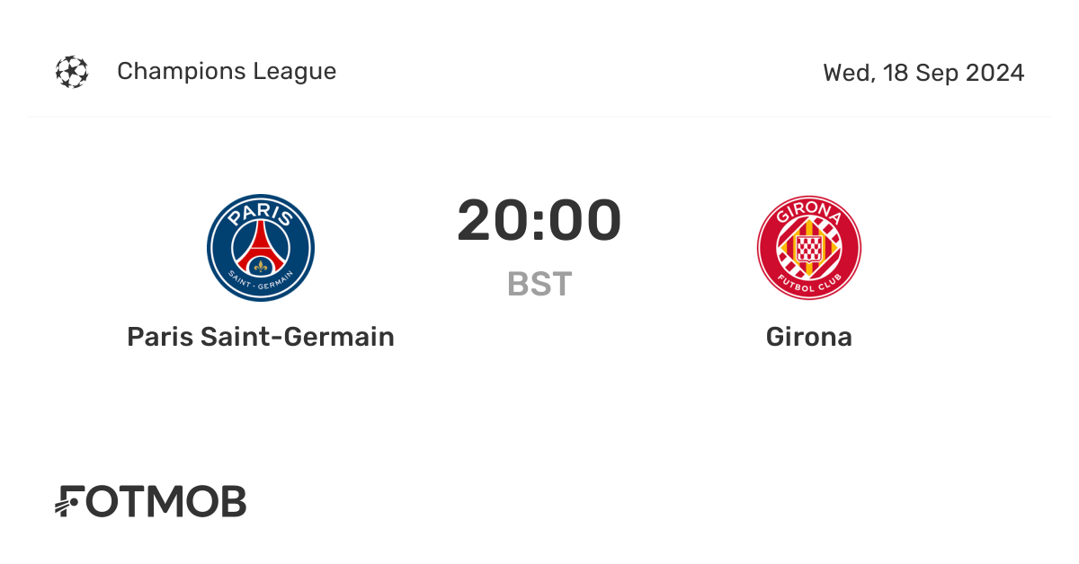 Paris SaintGermain vs Girona live score, predicted lineups and H2H stats