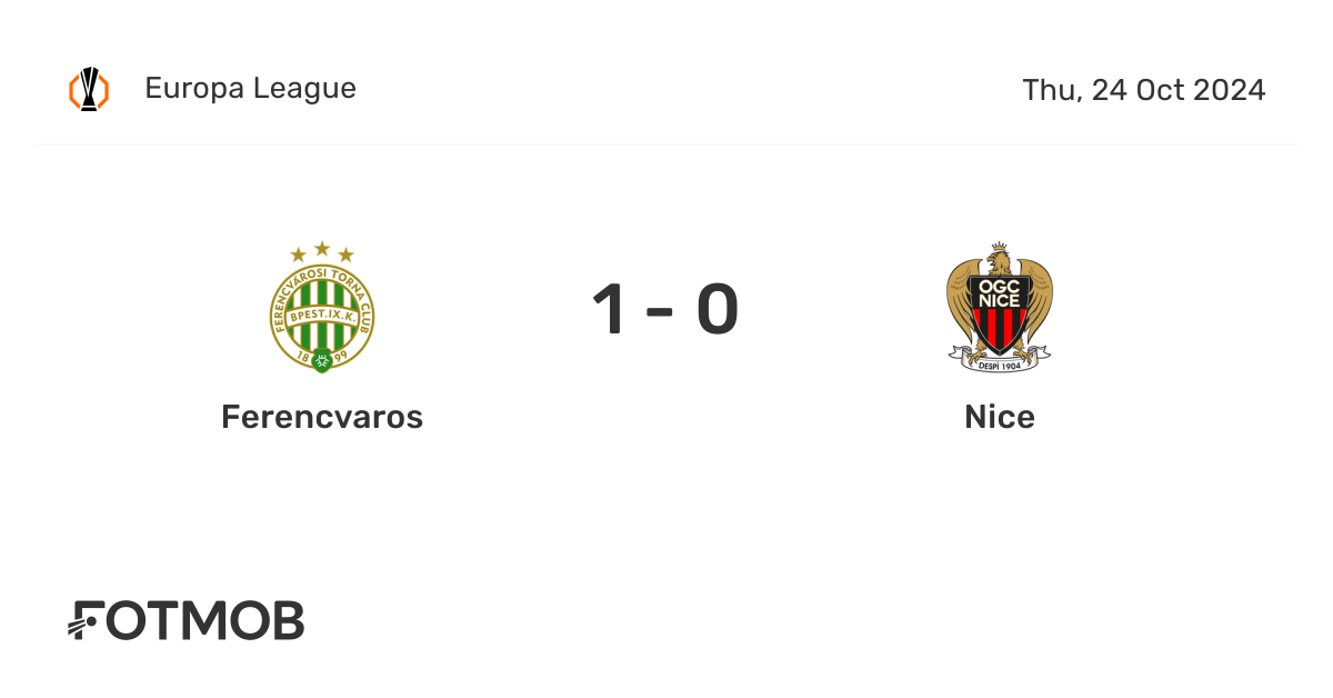 Ferencvaros vs Nice - live score, predicted lineups and H2H stats