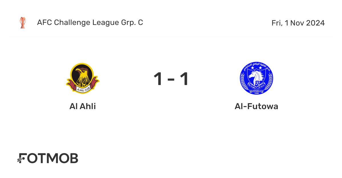 Al Ahli vs Al-Futowa - live score, predicted lineups and H2H stats