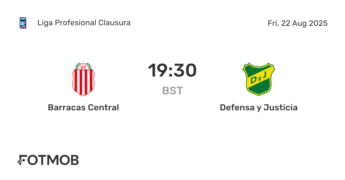 Barracas Central vs Defensa y Justicia - live score, predicted lineups ...