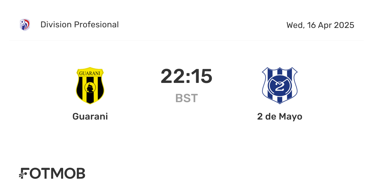 Guarani vs 2 de Mayo - marcador en vivo, alineaciones previstas y ...