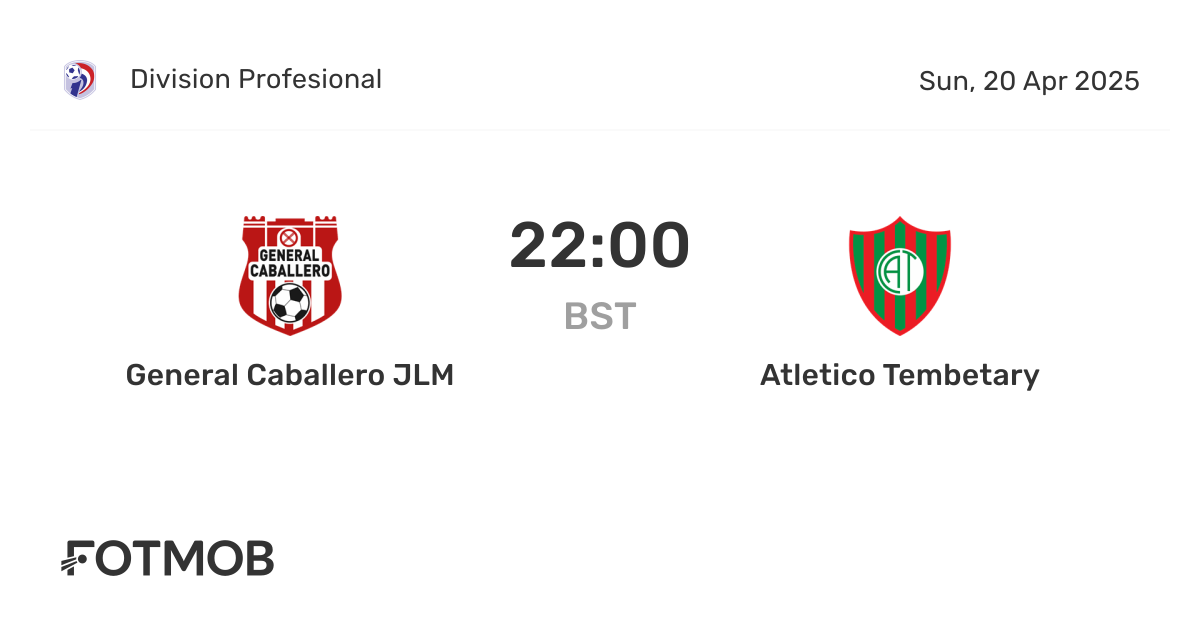 General Caballero JLM vs Atletico Tembetary - marcador en vivo ...