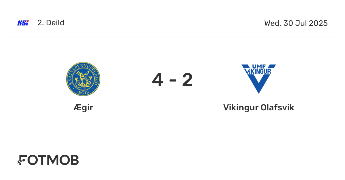 Ægir vs Vikingur Olafsvik - live score, predicted lineups and H2H stats