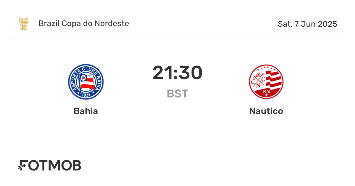 Bahia vs Nautico - live score, predicted lineups and H2H stats