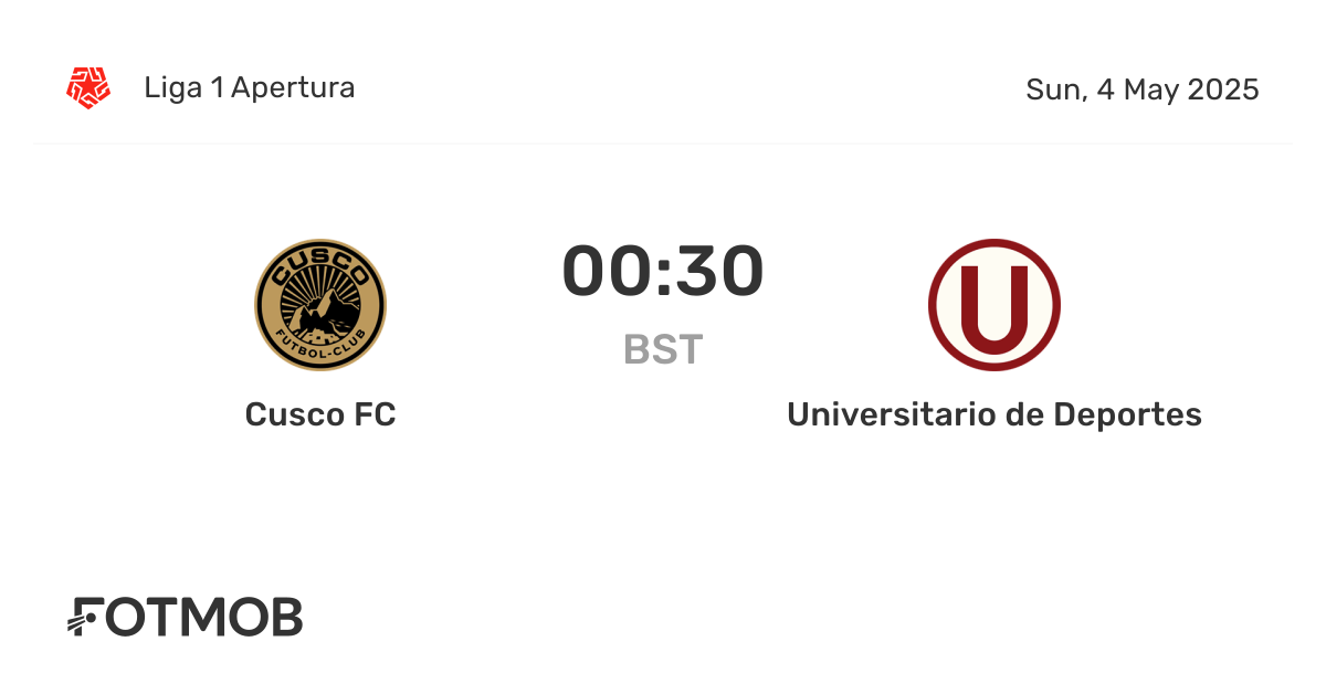 Cusco FC vs Universitario de Deportes - marcador en vivo, alineaciones