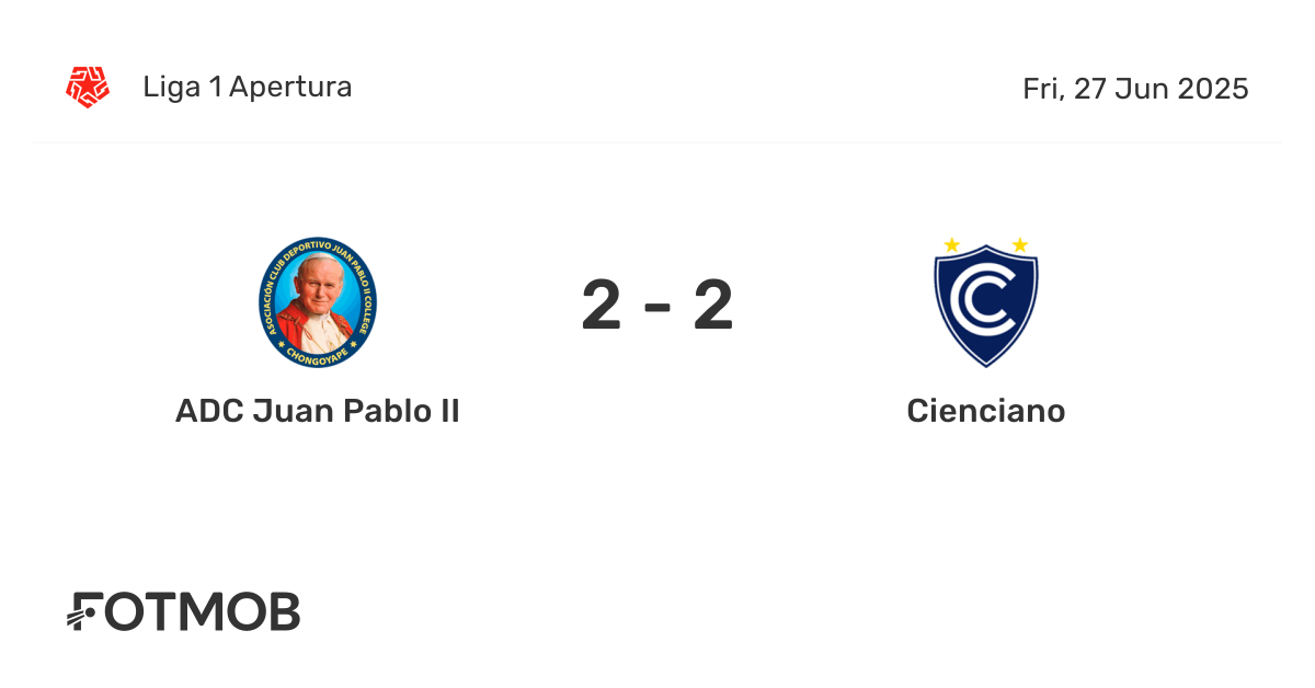 ADC Juan Pablo II vs Cienciano - marcador en vivo, alineaciones ...