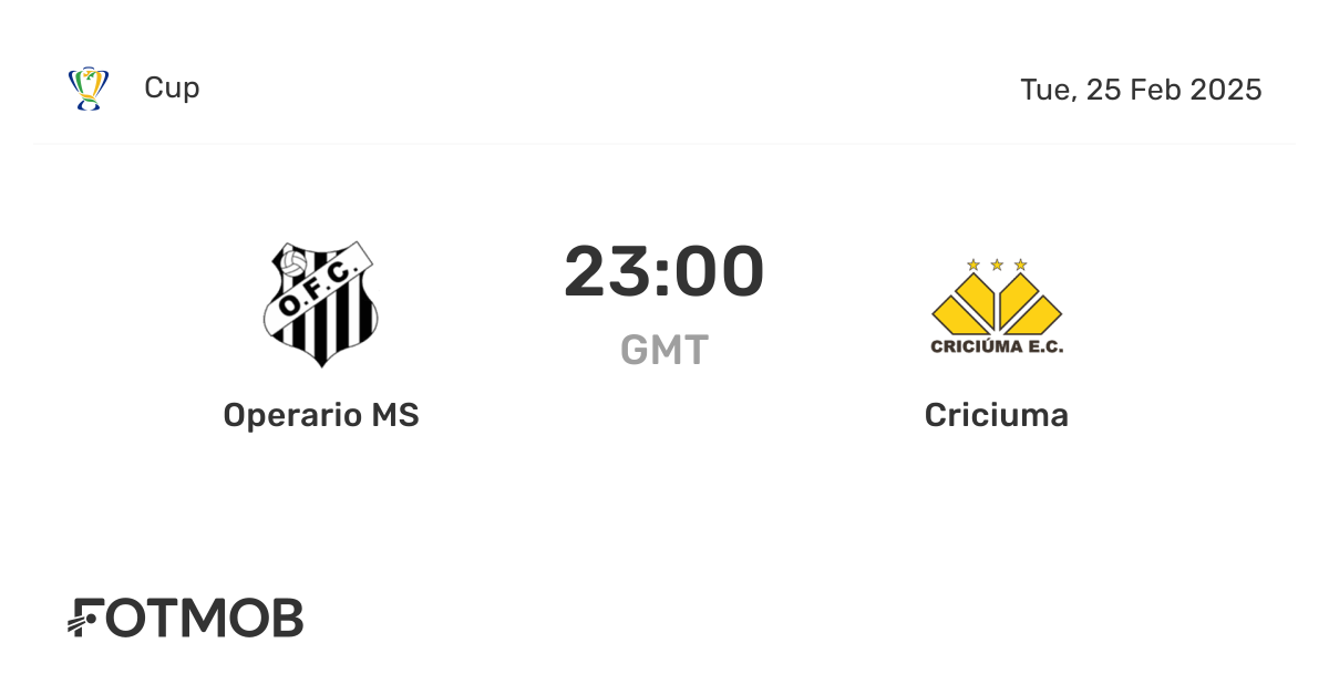 Operario MS vs Criciuma - marcador en vivo, alineaciones previstas y ...