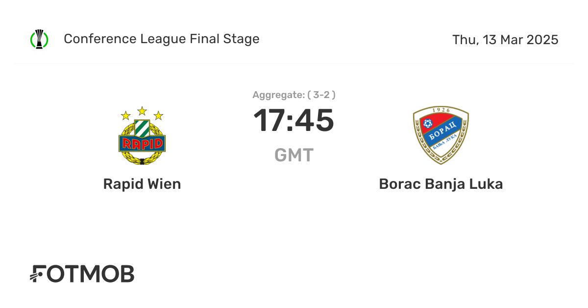 Rapid Wien contre Borac Banja Luka - score en direct, compositions ...