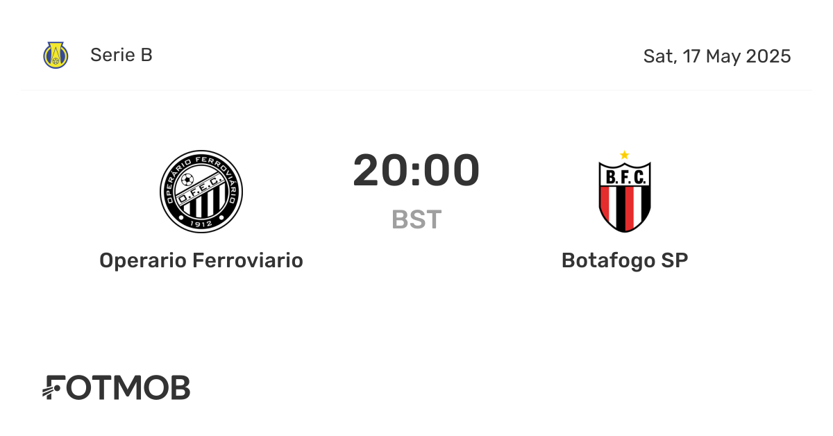 Operario Ferroviario vs Botafogo SP - live score, predicted lineups and ...