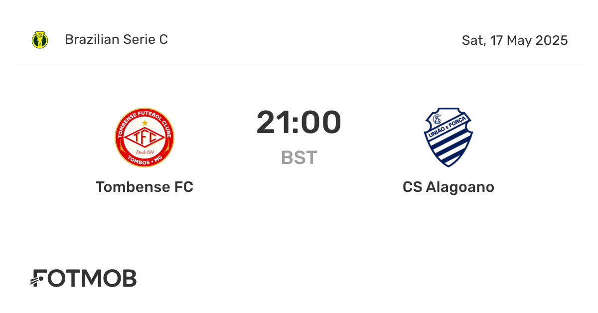 Tombense FC vs CS Alagoano - live score, predicted lineups and H2H stats