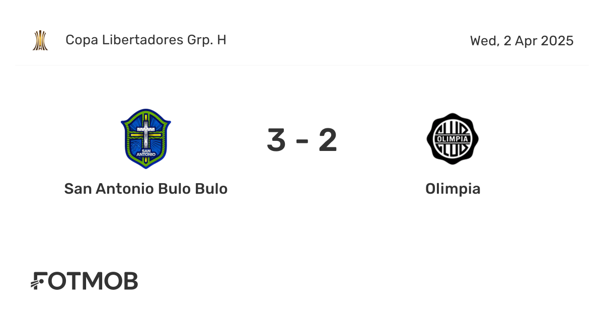 San Antonio Bulo Bulo vs Olimpia - skor langsung, susunan pemain ...