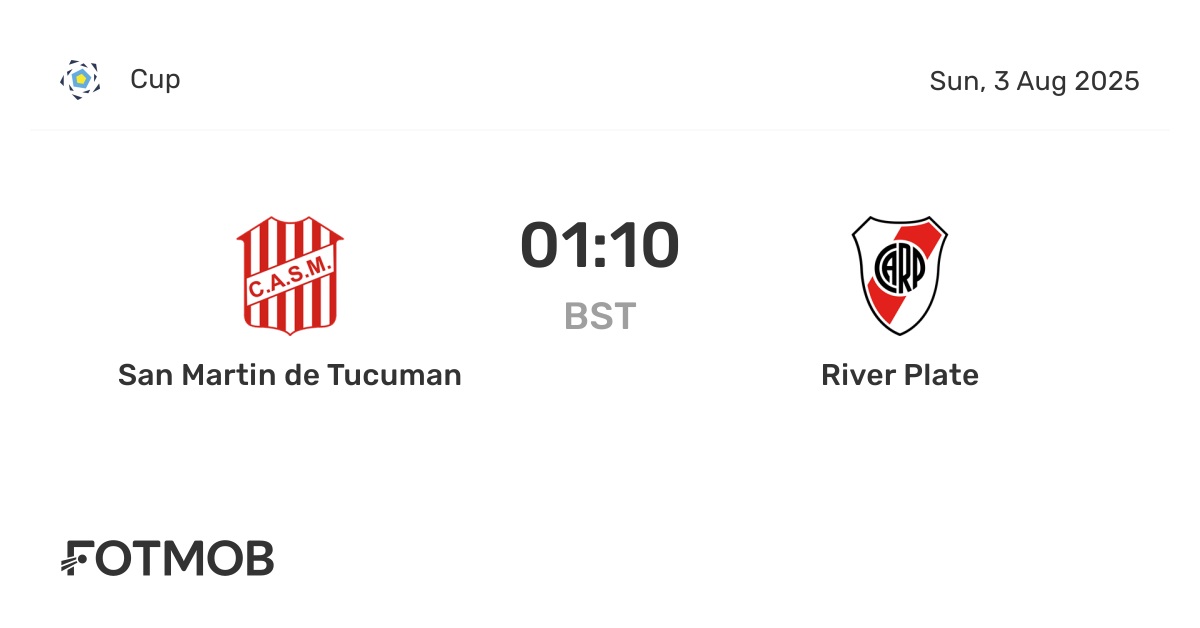 San Martin de Tucuman vs River Plate - live score, predicted lineups ...