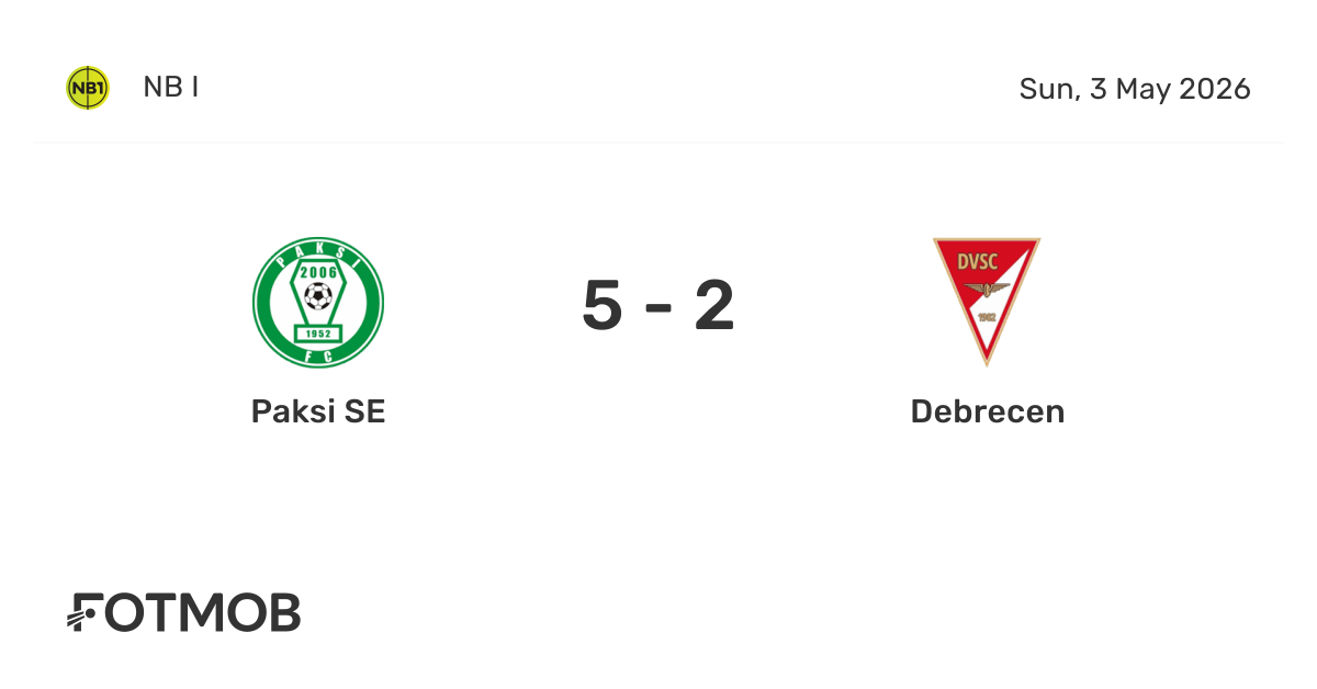 Paksi SE vs Debrecen - live score, predicted lineups and H2H stats