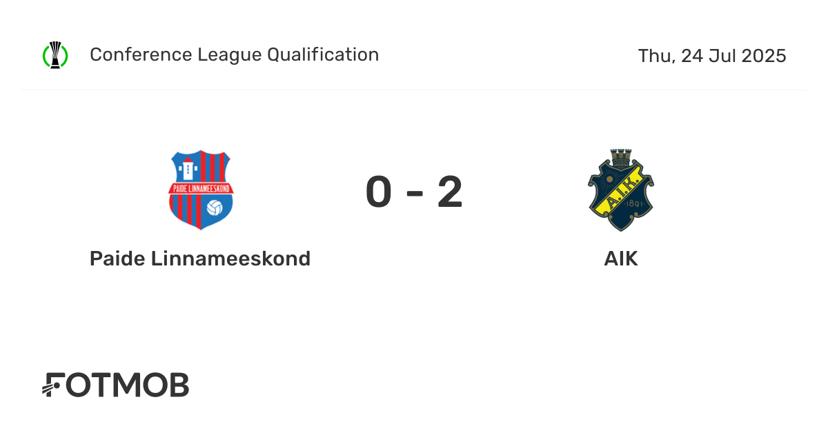 Paide Linnameeskond vs AIK - marcador en vivo, alineaciones previstas y ...
