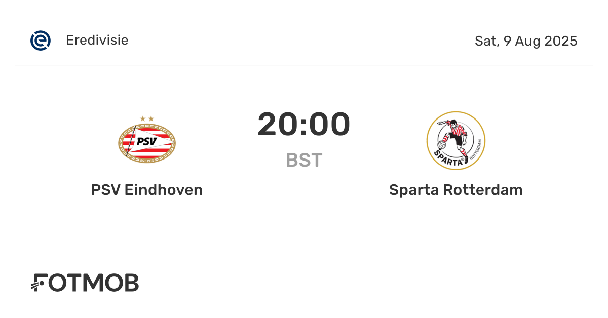 PSV Eindhoven x Sparta Rotterdam - placar ao vivo, escalações prováveis ...