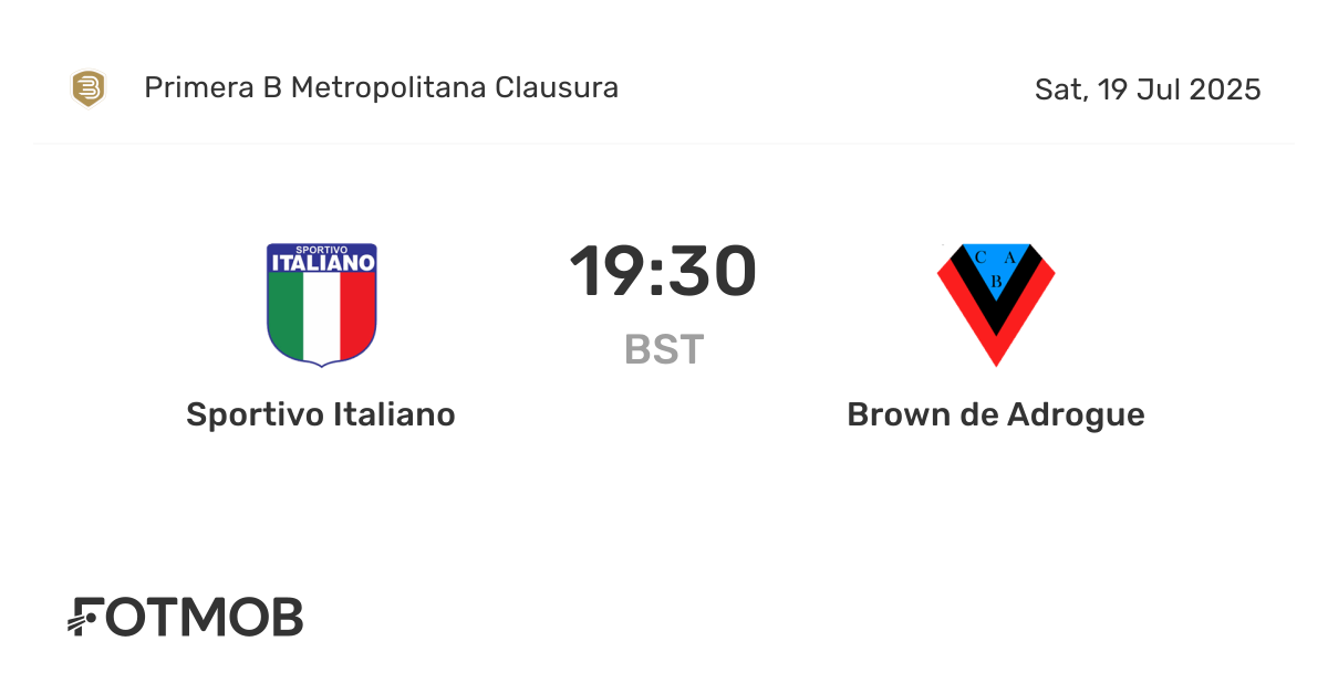 Sportivo Italiano vs Brown de Adrogue - marcador en vivo, alineaciones ...