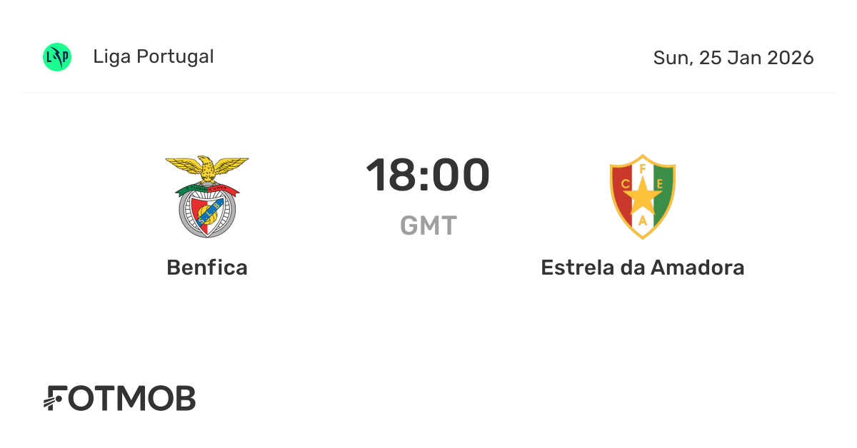 Benfica vs Estrela da Amadora - resultado ao vivo, equipas iniciais ...