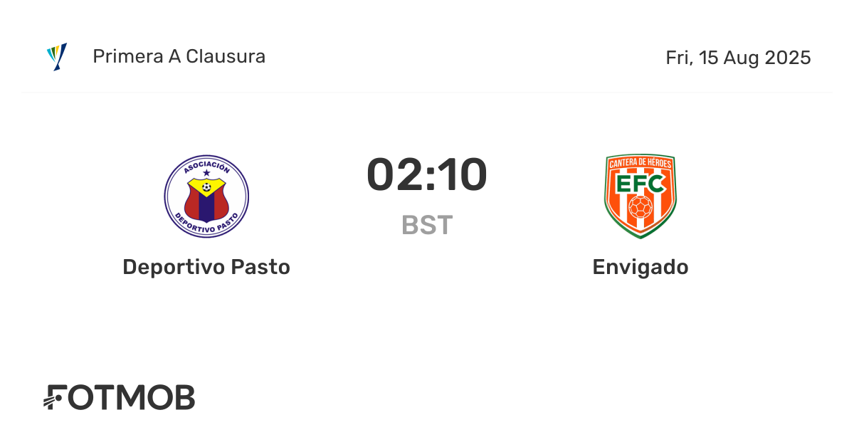 Deportivo Pasto vs Envigado - marcador en vivo, alineaciones previstas ...