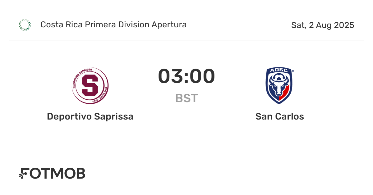 Deportivo Saprissa vs San Carlos - marcador en vivo, alineaciones ...