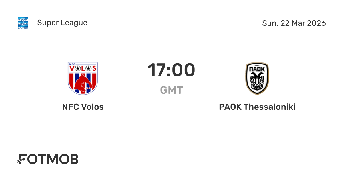 NFC Volos vs PAOK Thessaloniki - live score, predicted lineups and H2H ...