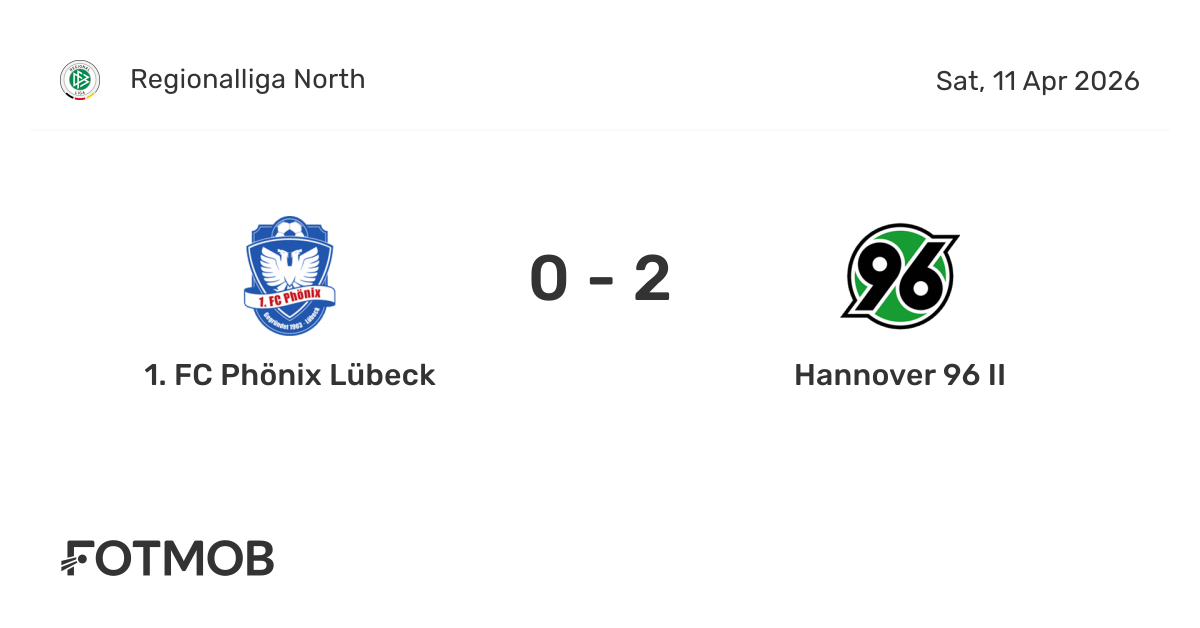 1. FC Phönix Lübeck vs Hannover 96 II - live score, predicted lineups ...