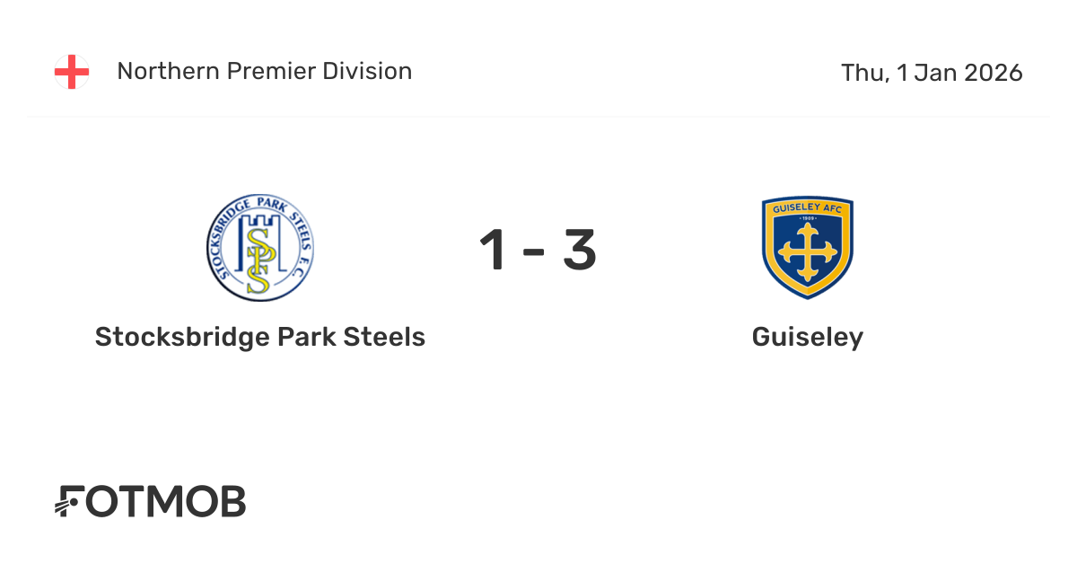 Stocksbridge Park Steels vs Guiseley - live score, predicted lineups ...