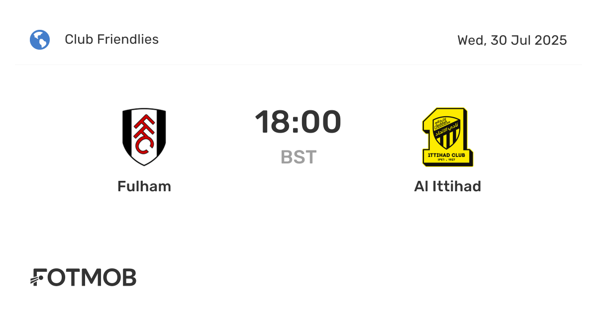 Fulham mot Al Ittihad - live resultat, förväntad startelva och H2H ...