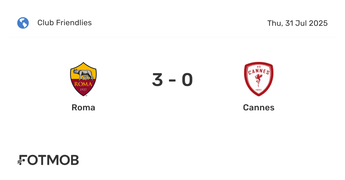 Roma vs Cannes - live score, predicted lineups and H2H stats — Fotmob.com