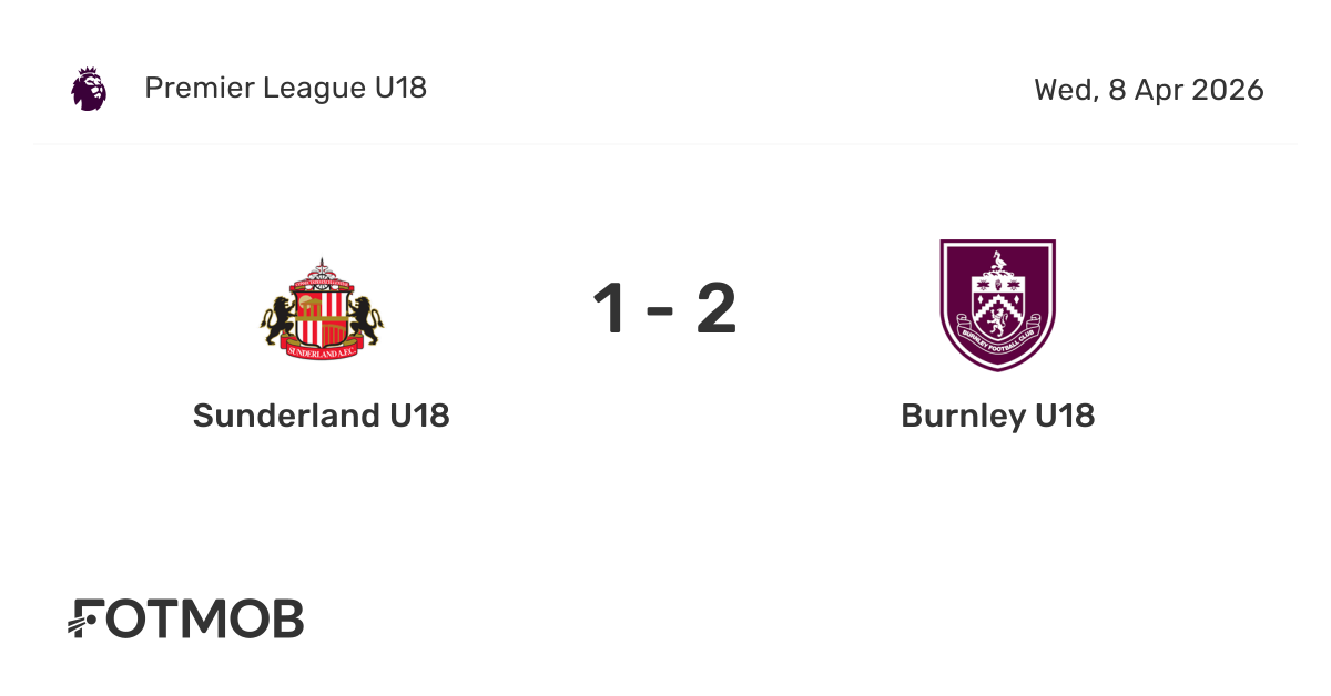 Sunderland U18 vs Burnley U18 - live score, predicted lineups and H2H stats